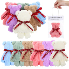 12 Pcs Bear Shaped Coral Fleece Wash Cloths For Party Wedding Birthday