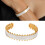 Gold Bead Edge Stainless Steel Texture Opening-Stud earrings 2