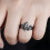 2Pcs/Set Modern Black Polygon Zircon Ring Multi Faceted-7 3