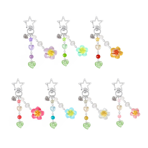 Porte-clés élégant en forme de fleur en acrylique pour-Bleu 1