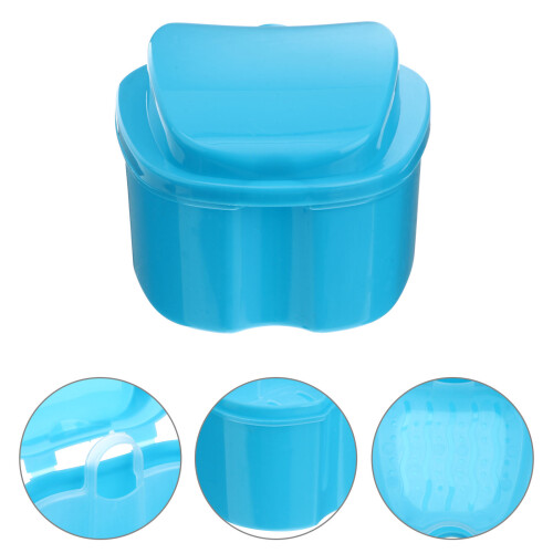 Prothese Box Fall Box Reinigungsbox Für Zahnprothese (Hellblau) 2