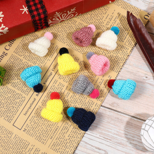 10Stk Mini Strickmützen Bunt – DIY Bastelzubehör 2