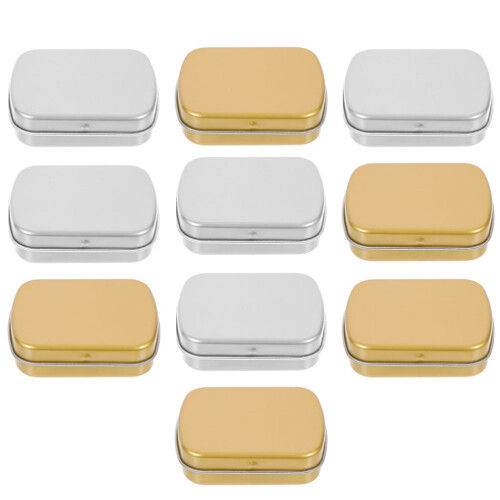 10Pcs Rectangular Tinplate Candy Case Boxes For Small Organizers