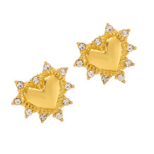 Elegantes Herzkristall-Schmuckset, tragbar-Goldfarbene Ohrringe