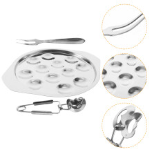1Set Stainless Steel Snail Plate 12-Hole Shellfish Cooking Dish Silver