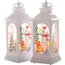 Vintage lantaarn op batterijen voor kerstdecoratie, LED-sneeuwbollantaarn met kerstverlichting, perfecte tafeldecoratie