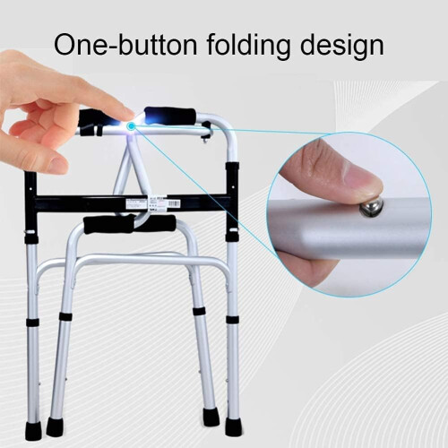 Walking Frame Folding Elderly Walker, Lightweight Aluminium Rollator, Lower Limb Training Support, Auxiliary Aid 2