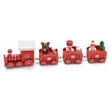 Houten minitreintjes voor kinderen, kerstminiaturen om mee te knutselen, creëer een gezellige sfeer met deze feestelijke treinbeeldjes.