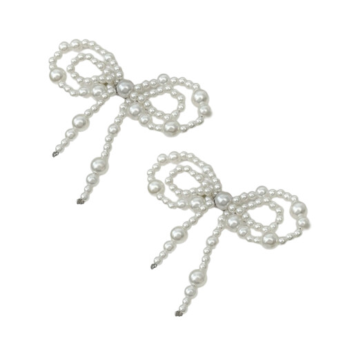 Plastic Bows Hem Chain Pants Accessory Pearls Detailing Design