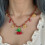 Stainless Steel Adjustable Chain Necklace with-Red cherry 7
