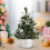Mini Christmas Tree with Decorative Objects for Tabletop Desk Decorations, Artificial Christmas Trees with LED Lights, Pre-Lit Mini Artificial Tree, E 3