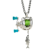 Interactive Fishing Reel Jewelry with Movable Line Guide Smooth