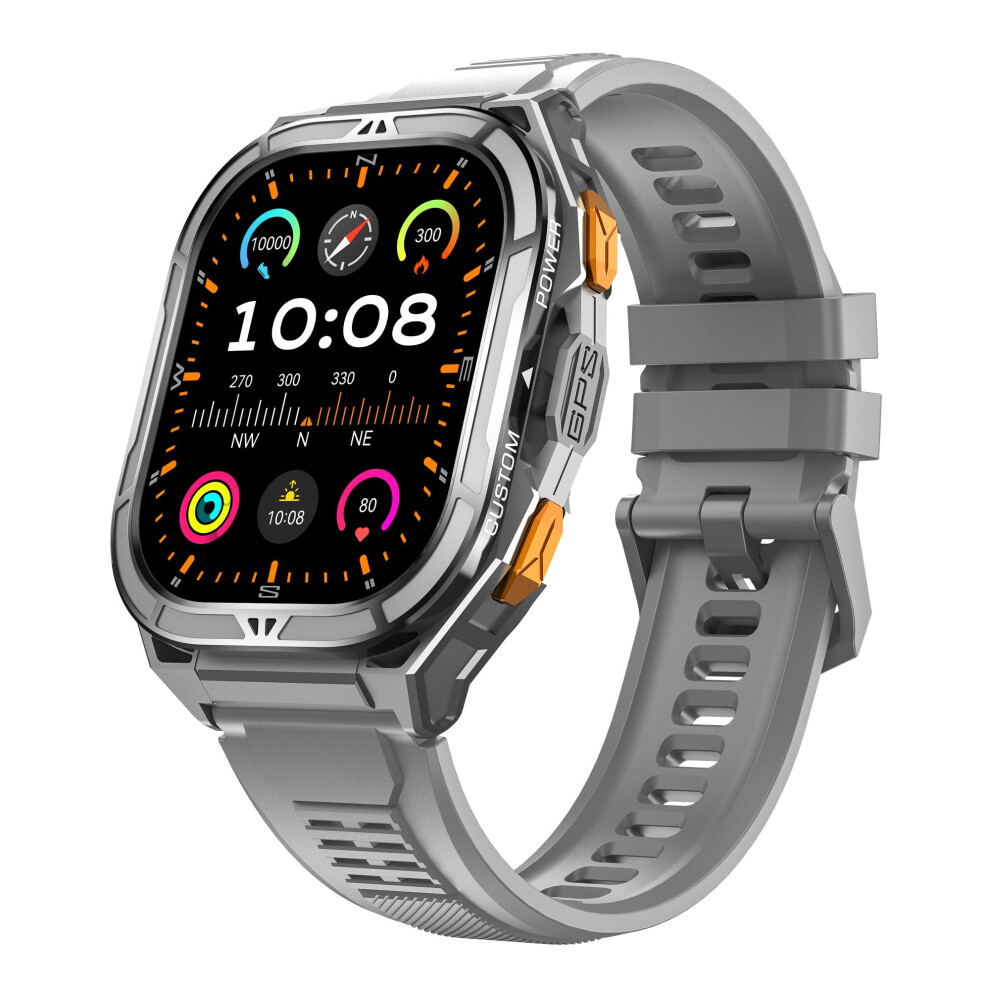 1.96Inch Amoled Dualband Gps Smartwatch, 100+ Sports, 5 Atm Waterproof, Hr/Sleep, Bt Call & Sos, Android/Ios, Gray 9323874374482