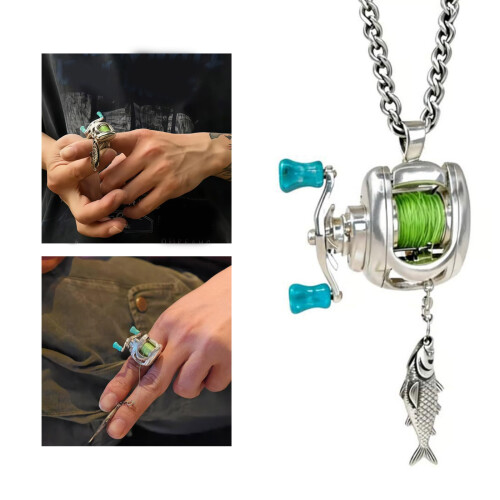 Interactive Fishing Reel Jewelry with Movable Line Guide Smooth 1