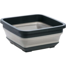 Alsidig sammenklappelig opvaskebalje, ergonomisk brugervenligt design, 30 cm L x 30 cm B x 14 cm H, BPA-fri, kraftig plastik og silikone, velegnet