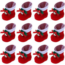 Meia de Natal em formato de sapatos vermelhos para presentear a família, botas de Papai Noel multiuso e sustentáveis para doces, caixa de doces,