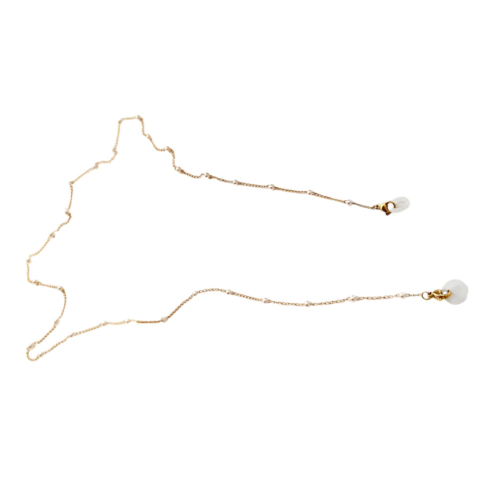 Secure Grip Earphone Retention Chain For- Rubber Golden/White 7709000184095