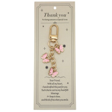 Secure Lock Butterfly Keychain Decors for Keys Purses-Pink