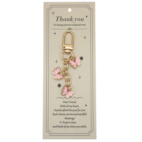 Secure Lock Butterfly Keychain Decors for Keys Purses-Pink