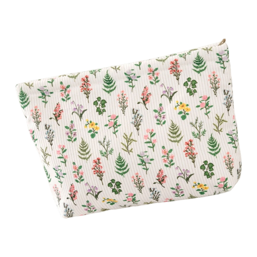 Practical Corduroy Cosmetic Case for Women-floral pattern