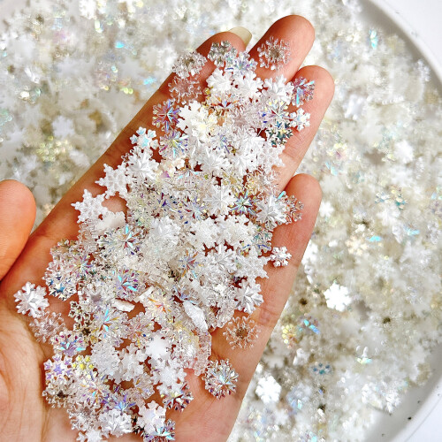 1Set Assorted White Iridescently Snowflake Nail Art Accessories