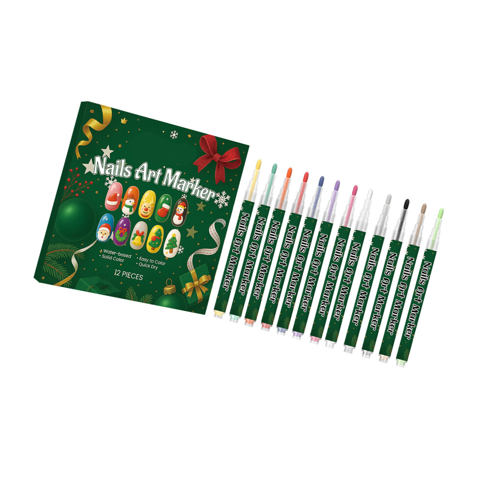 12Color Easy To Use Nail Art Pens Water Based Nail Drawing Pen 7696000833453