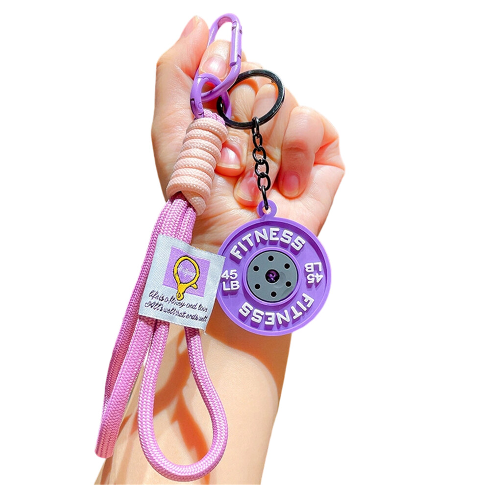 Fun Design Barbell Keychain Bag Charm Enhancing Workout- Purple 7696000830087