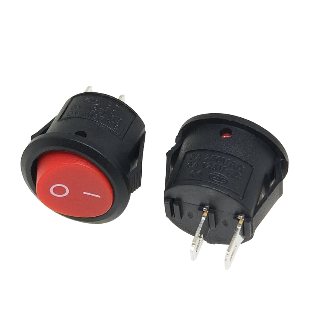 Round Rocker Switch 20Mm Spst Onoff/Onoffon Selflocking Black 2Pin 10A/250V 1Piece 9339159614235