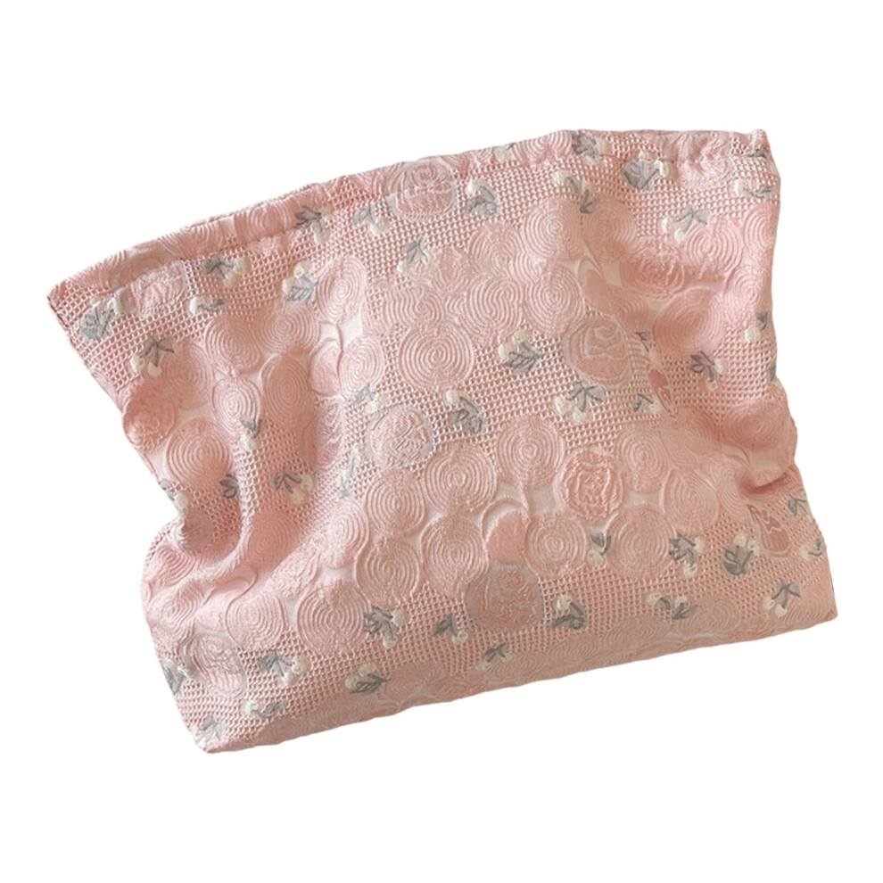Pink Flower Makeup Bag Travel Toiletry Bag With Zipper Fashion Cosmetic Bag Handbag