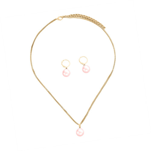 Damen-Perlen-Schmuckset, bequemer Anhänger, verstellbare-3
