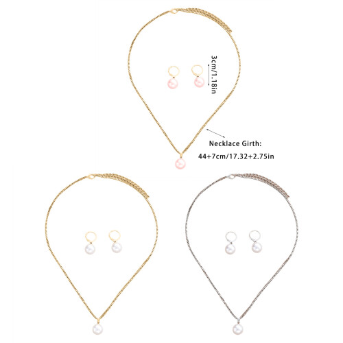 Damen-Perlen-Schmuckset, bequemer Anhänger, verstellbare-3 1