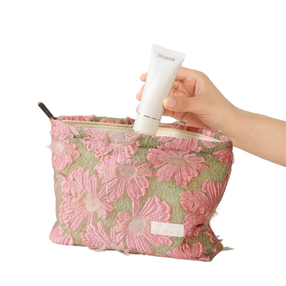 Stylish Floral Makeup Bag Lightweight Polyester Spacious-L
