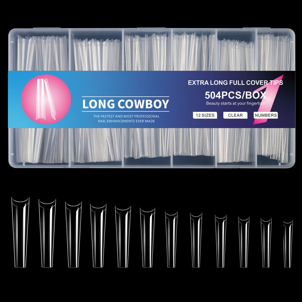 504pcs Long Press On Coffin Nail Durability ABS False-01model