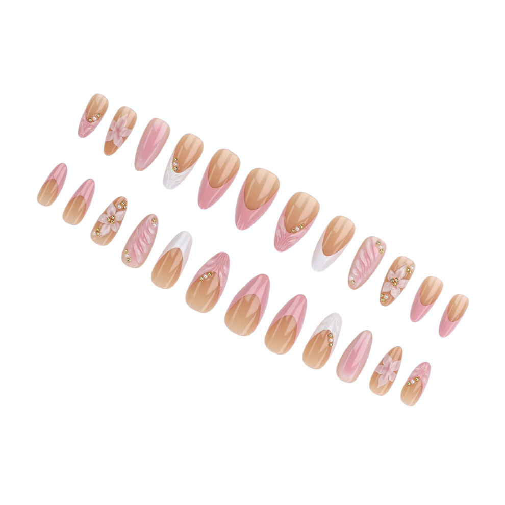 3D Sculpted Flower False Nail ABS Press On Nail Long Lasting
