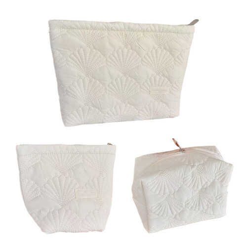 Simple Design Quilted Shell Makeup Bag Lightweight For-large 1