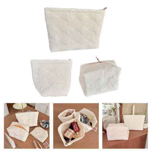 Simple Design Quilted Shell Makeup Bag Lightweight For-large 2