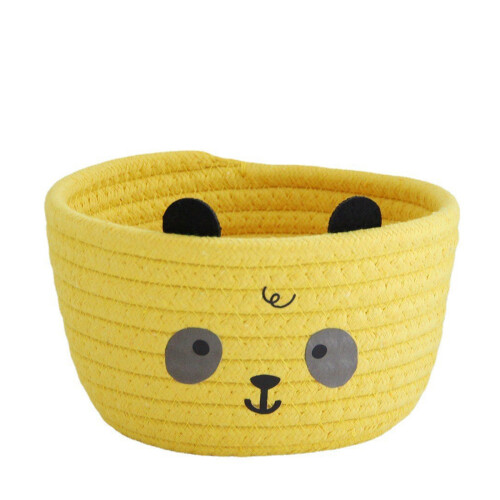 Panier de rangement en corde de coton robuste, joli-Panda jaune