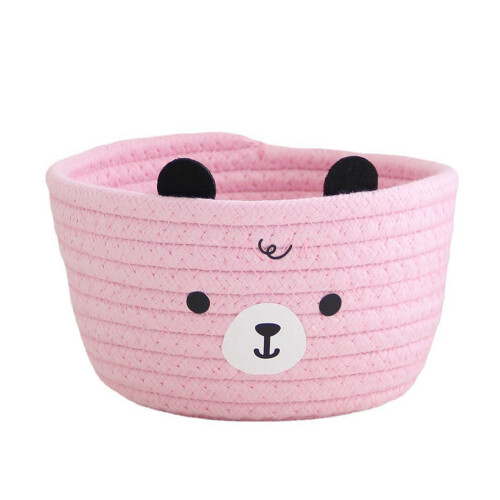 Panier de rangement robuste en corde de coton, pour-Ours rose