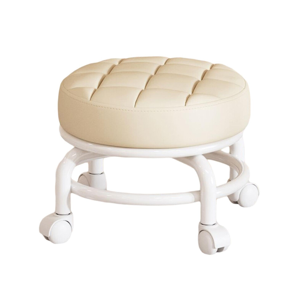 360Degree Rotating Low Roller Seat Stool With Pulley For Living Room And Garage 26X23cm Beige 9067246233464