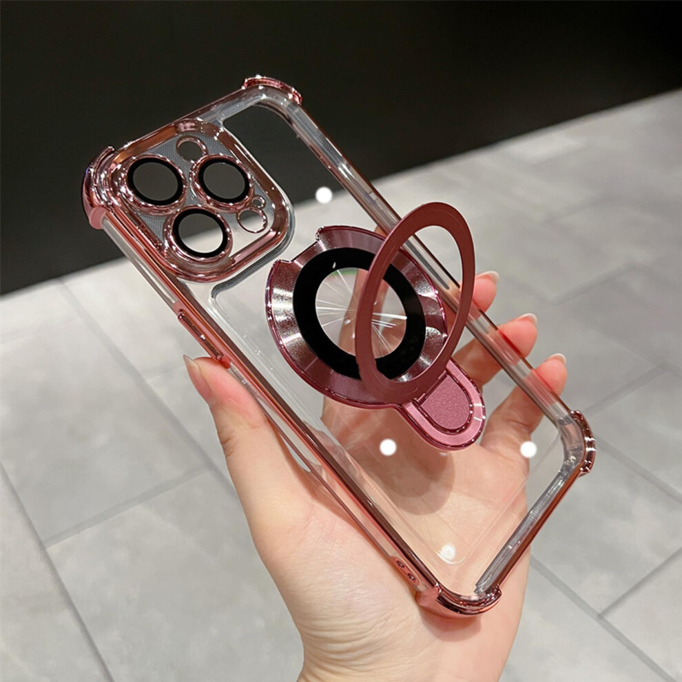 In Phone Case Iphone 17 Series Four Corners Air Cushion Invisible Ring Stand Drop Protection Pink 9105992739486