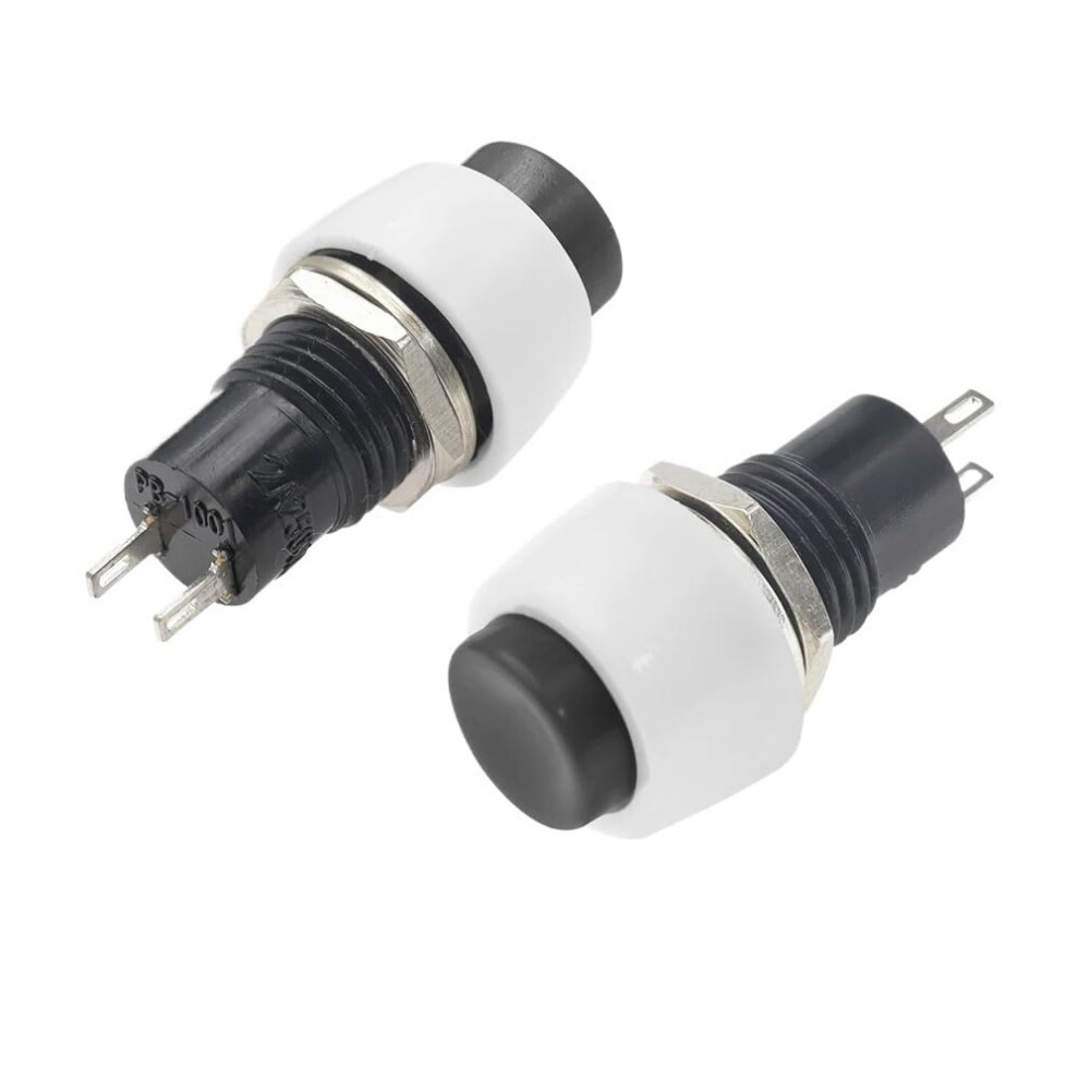Reset Round Small Push Button Switch 6Piece, 250V 2A, Black Copper Pin, 10Mm Mounting Hole, Terminal 9067246233709