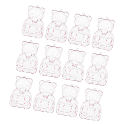 Boîte à bonbons transparente en forme d'ours Miniature,-Rose