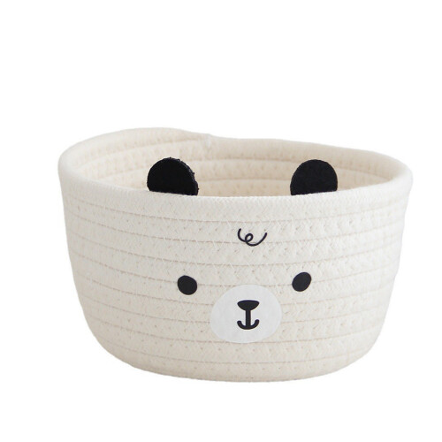 Panier d'organisation en corde de coton robuste et-Ours blanc