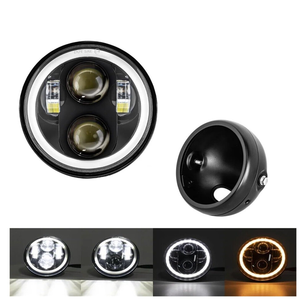 5.75 Inch Motorcycle Led Headlight With Housing, Bright Night Visibility For Harley Sportster Cafe Racer Bobber 9105992738731