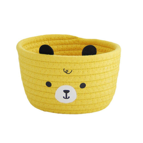 Panier tissé en corde de coton robuste avec des-Ours jaune