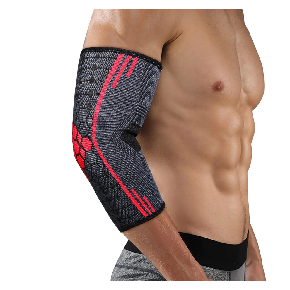 Red Compression Elbow Support Elastic Brace Arm Sleeve For Men And Women Basketball Volleyball Wrestling Sports Size S