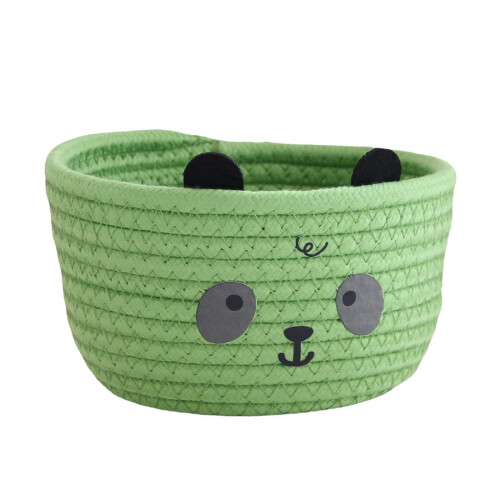 Panier de rangement tissé à la main en corde de-Panda vert