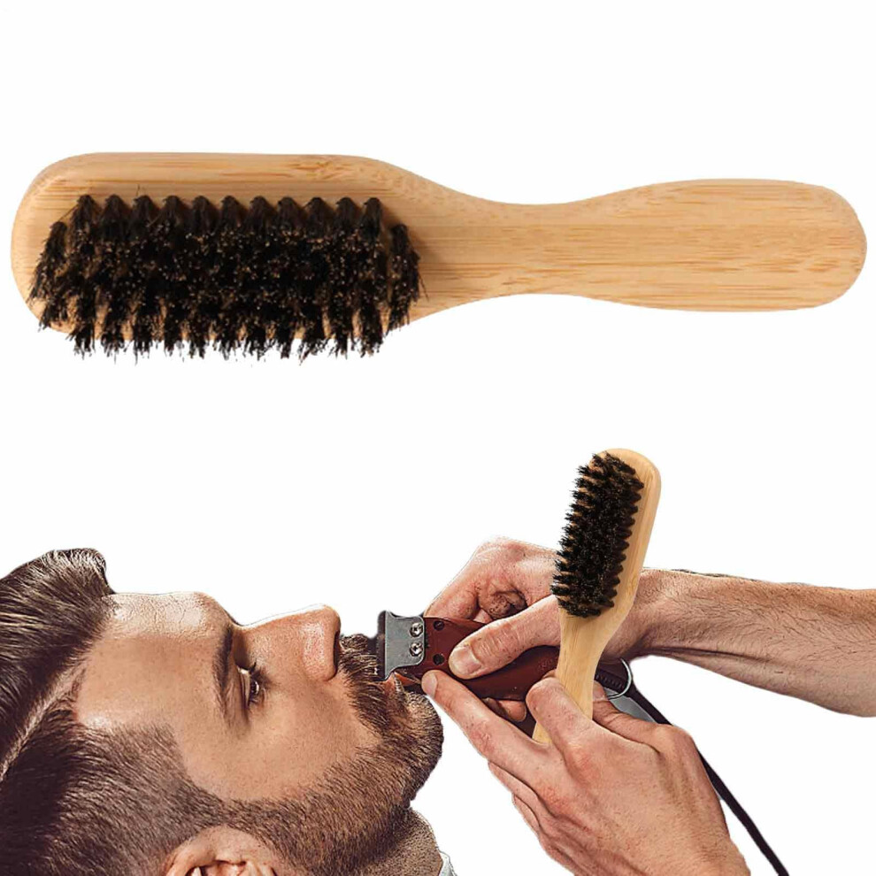 Beard Brush Boar Bristle And Moustache Grooming Brush With Handle Travel Size Tool For Styling And Straightening