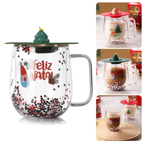 Robuste, doppelschichtige Kaffeetassen, weihnachtliche-Grün 2