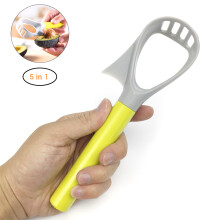 Sicherer und langlebiger Avocadoschneider und -entkerner aus Kunststoff, 5-in-1-Funktion zum Schneiden, Pürieren, Aushöhlen und Entkernen,